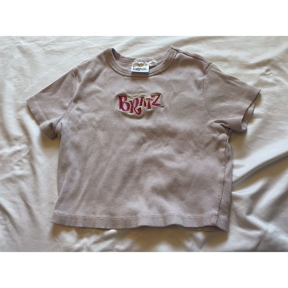 Bratz 90S New Y2K Logo Spell Out Pink Crop Top Vintage Casual Short Sleeve - Picture 1 of 7